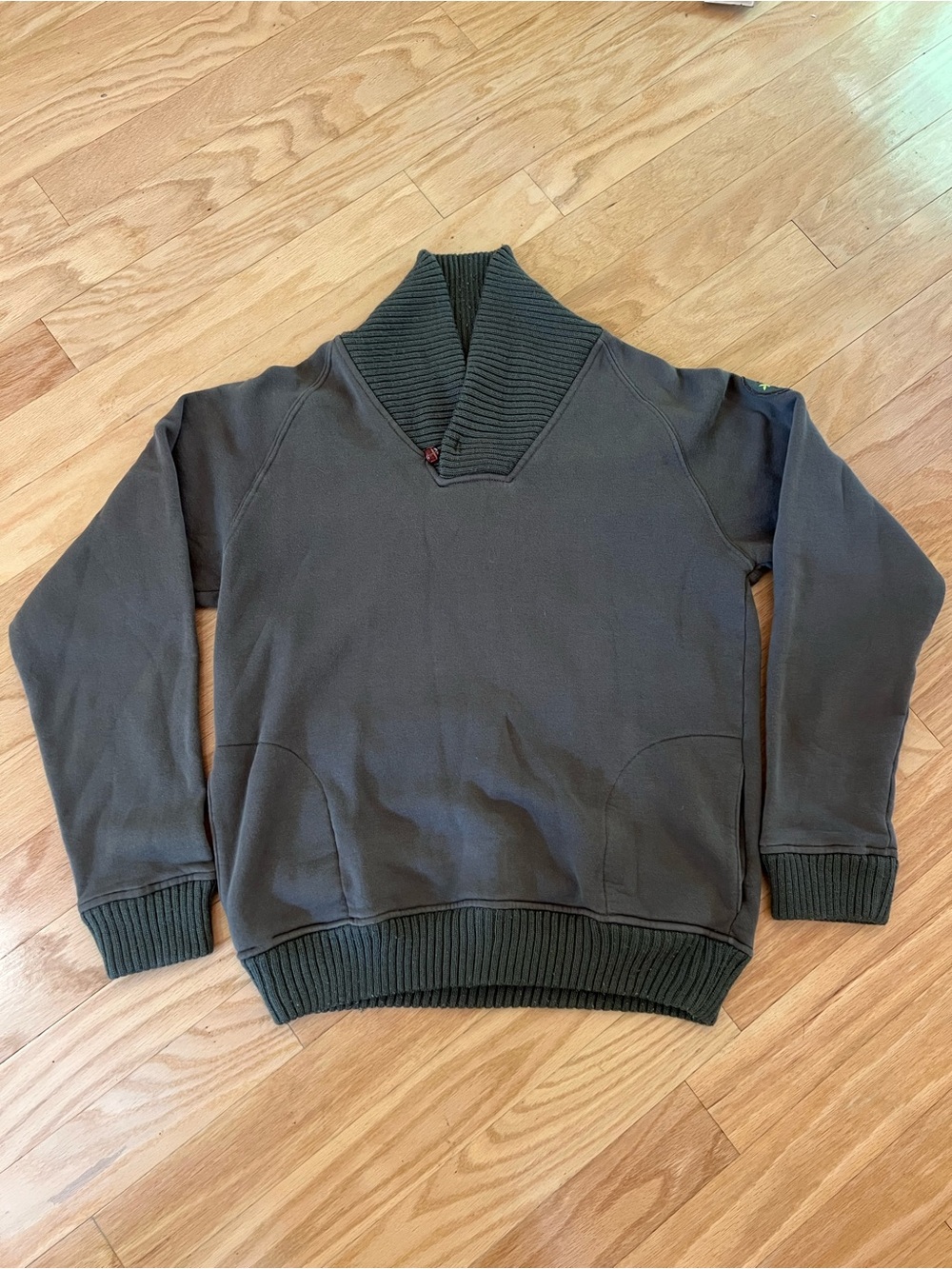 A. Kurtz Military Shawl Collar Sweatshirt in Forest Green